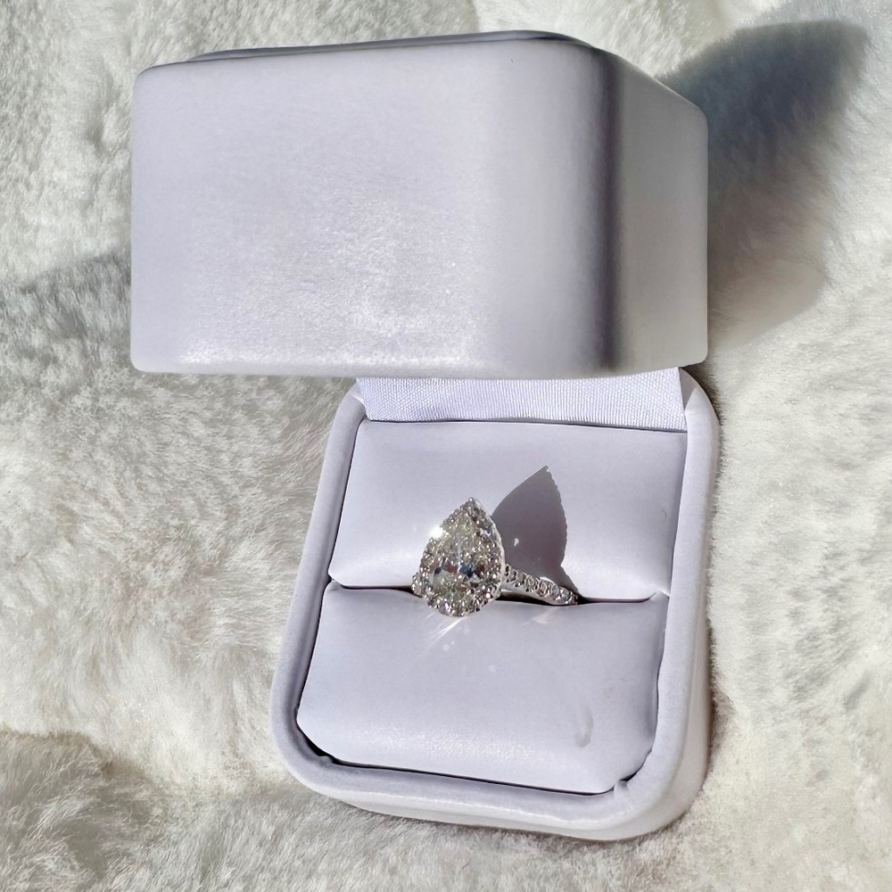 2.07 TCW Pear cut genuine custom engagement wedding ring